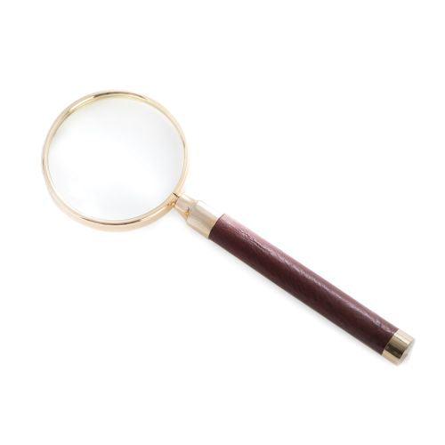 Bey Berk Tan Leather Magnifier With Gold Plated Accents by Bey Berk