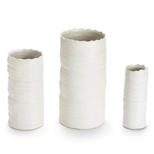 Load image into Gallery viewer, Two&#39;s Company Set of 3 White Organic Cylinder Vases