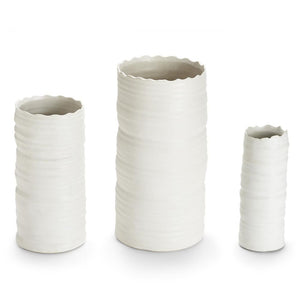 Two's Company Set of 3 White Organic Cylinder Vases