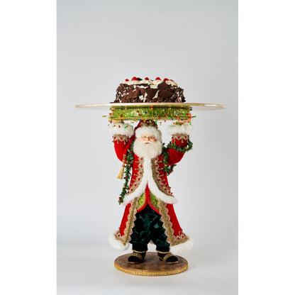 Katherine's Collection 2022 All The Trimmings Santa Cake Plate, 18.5"x21.75" Red