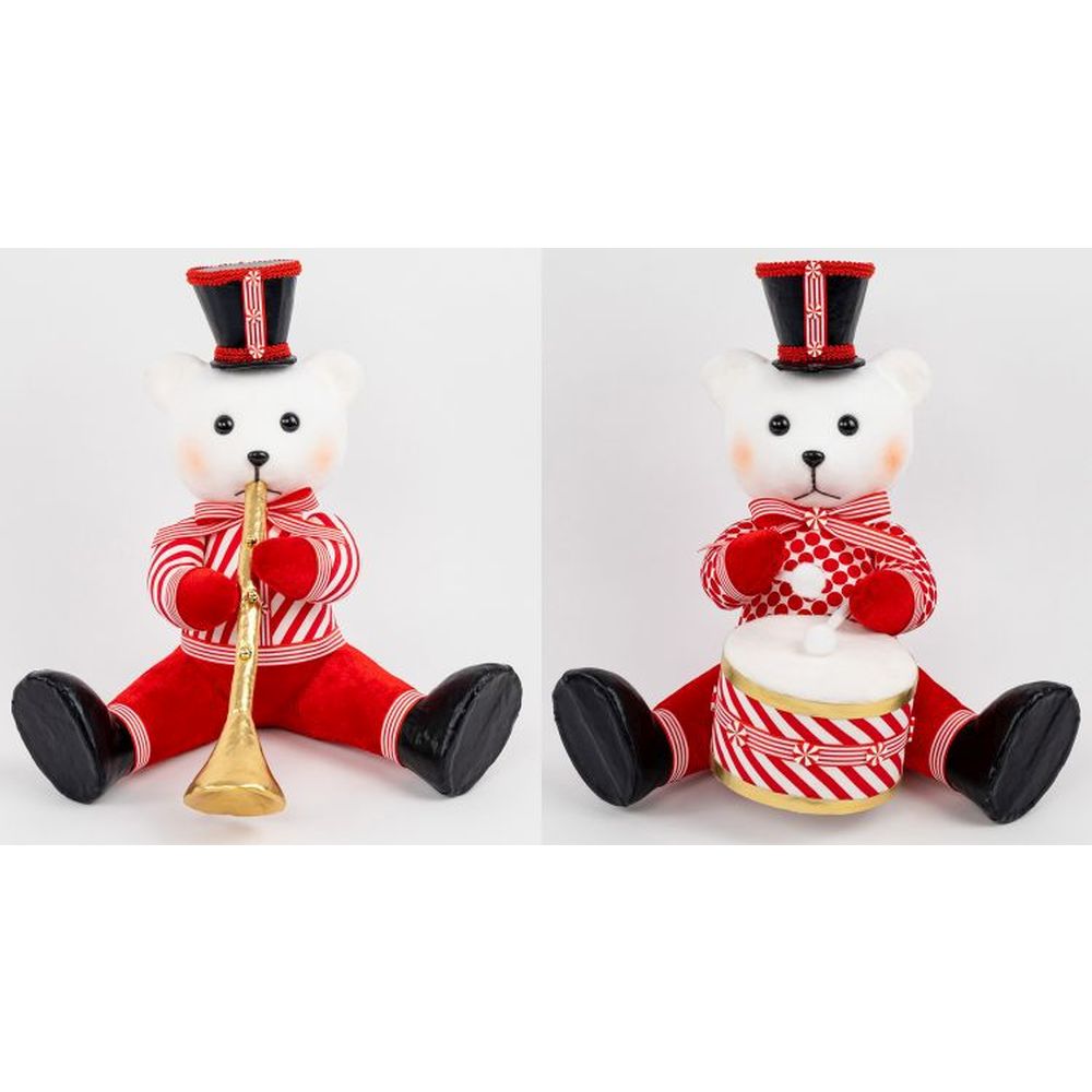 Mark Roberts Christmas 2022 Peppermint Bear Band 13 Inches, Assortment Of 2