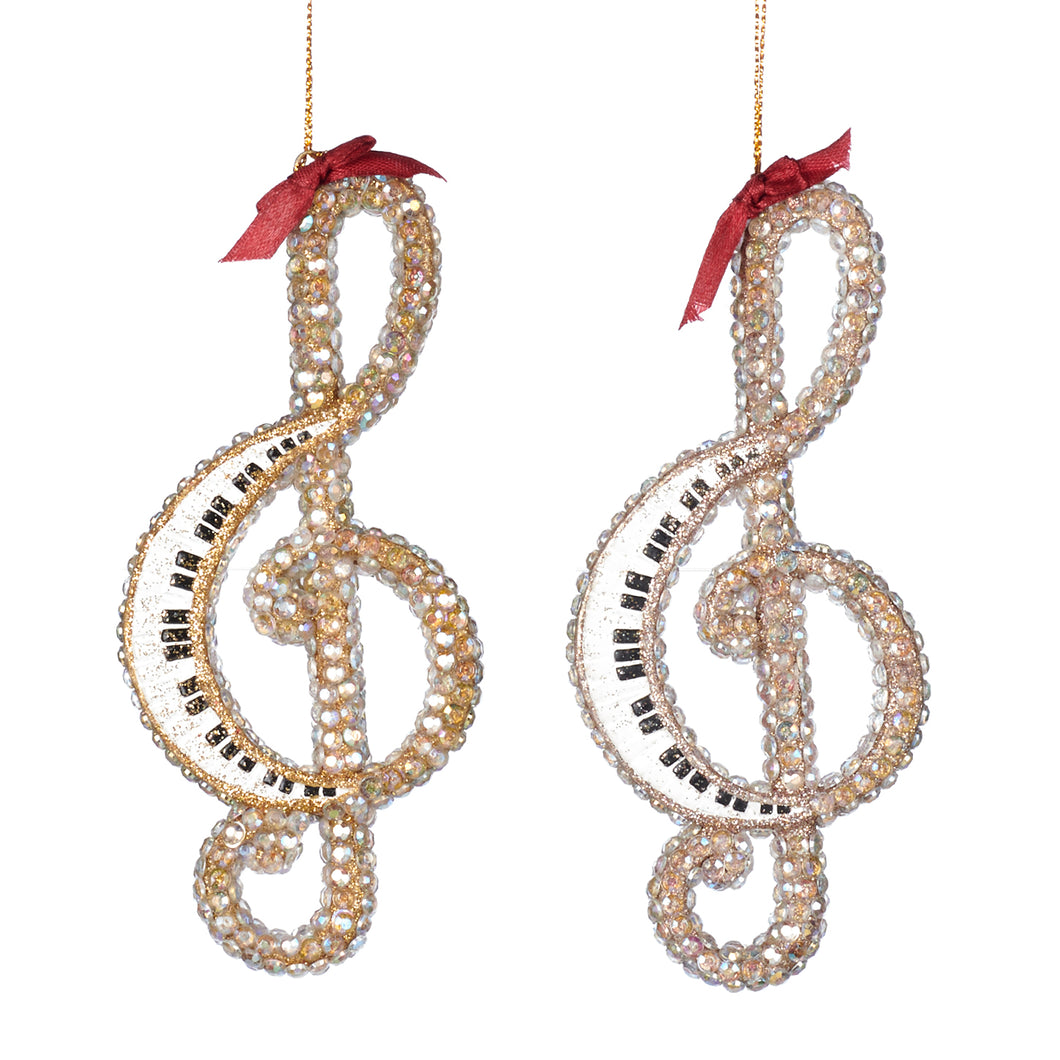 Goodwill Parade Music Note/Treble Clef Ornament Gold 15Cm, Set Of 2, Assortment