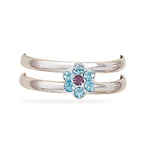 MMA Light Purple and Blue Crystal Flower Toe Ring