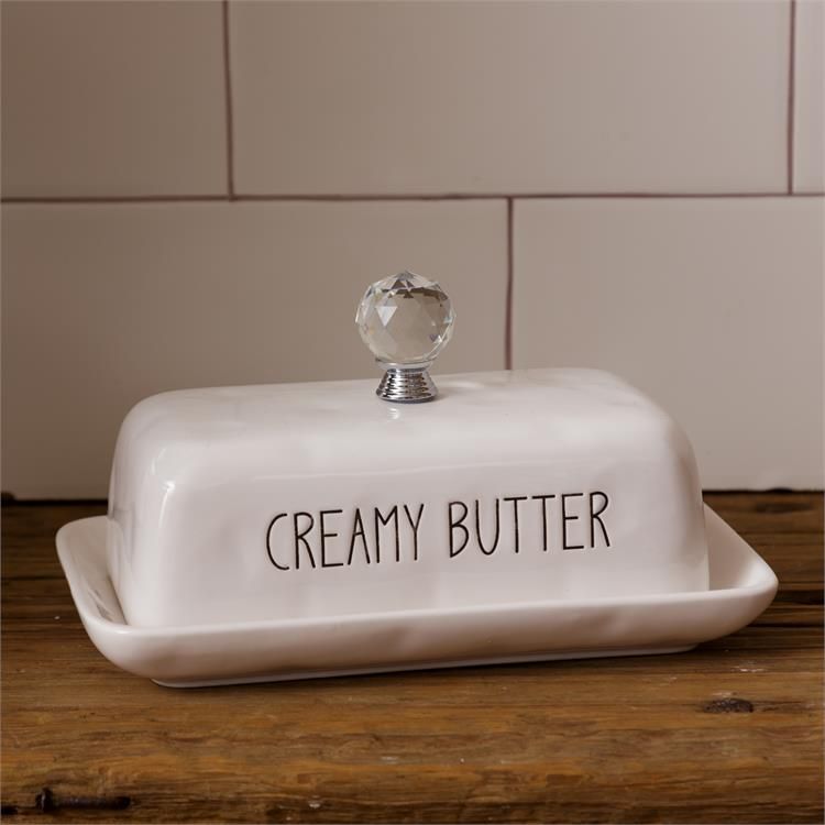 Your Heart's Delight Covered Butter Dish - Creamy Butter, White, Dolomite