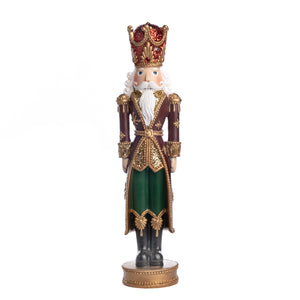 Goodwill Glittered Nutcracker On Stand Two-tone Red/Green/Gold 35.5Cm