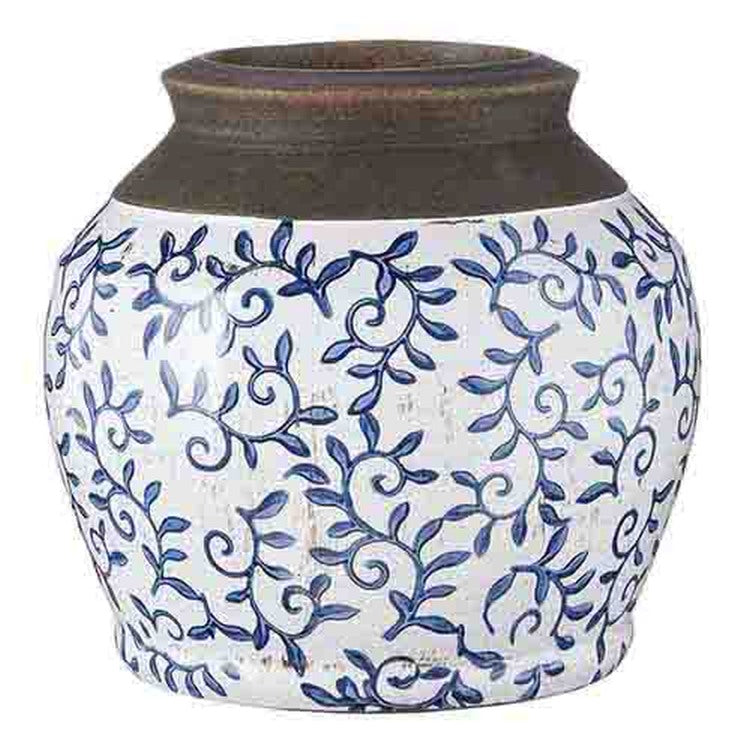 Raz Imports Al Fresco Blue Transferware Vase