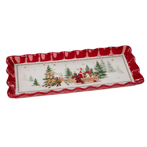 Goodwill Ceramic Santa/Sleigh Tray Two-tone Red/White 38.5Cm