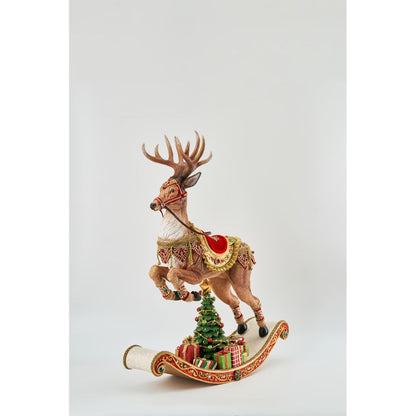 Katherine's Collection 2022 All The Trimmings Rocking Reindeer Figurine, 30.25" Brown