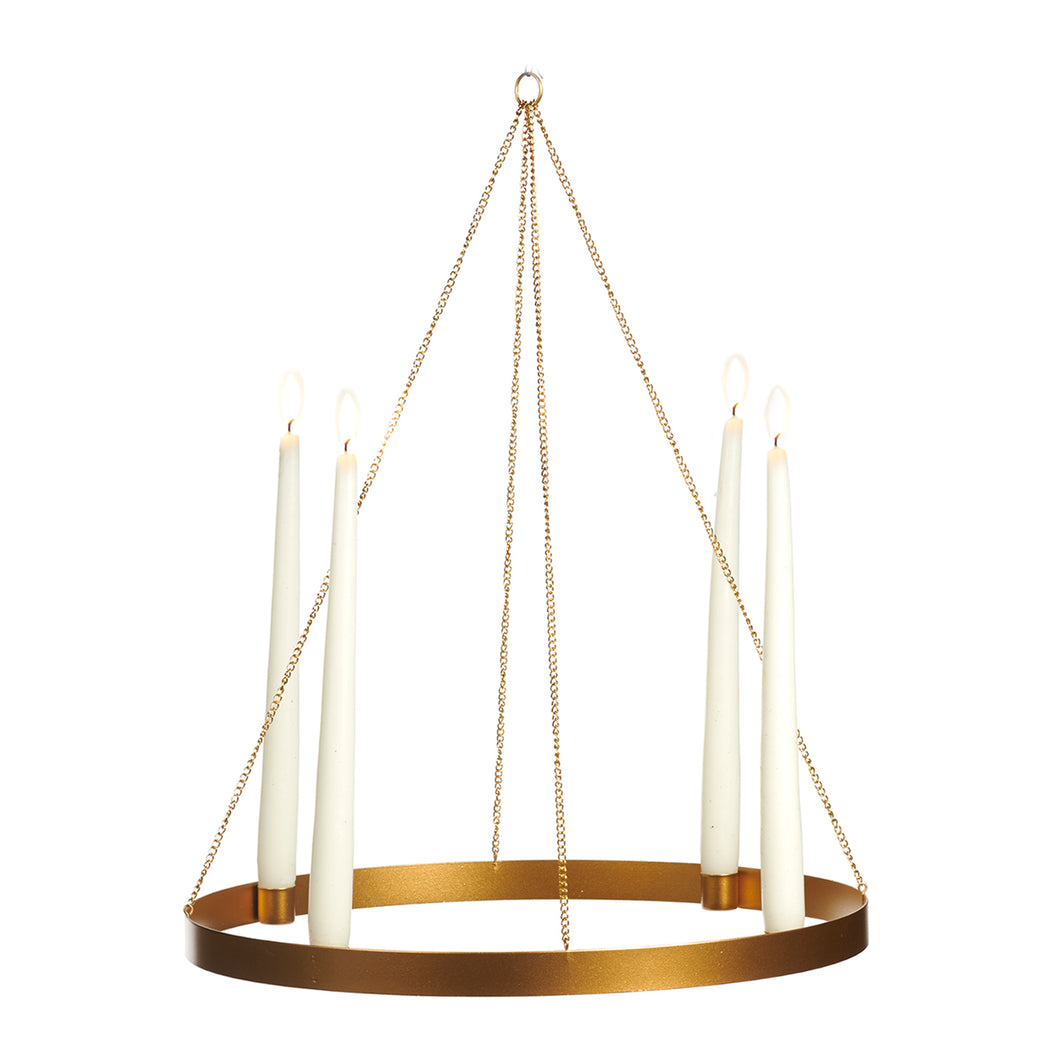 Goodwill Metal Round Hanging Candleholder Display Gold 51Cm