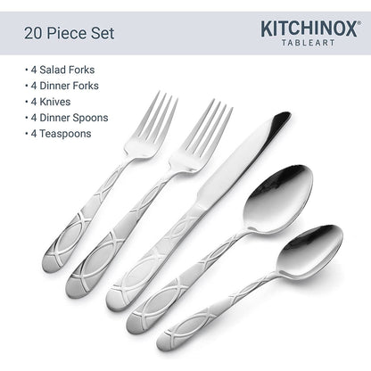 Kitchinox Lily Frost 20-Piece Flatware Service For 4