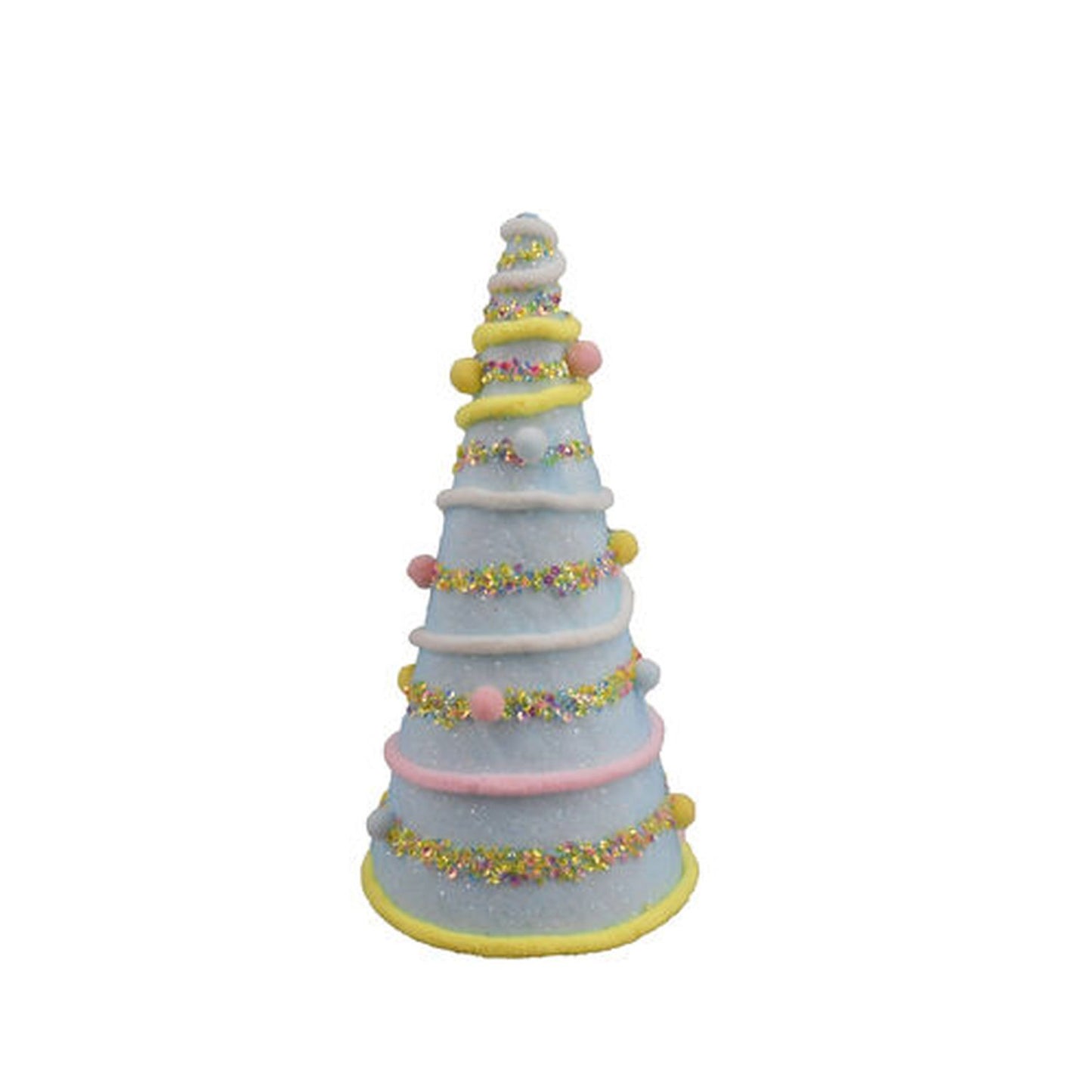 December Diamonds Cotton Candy Land 12" Blue Candy Swirl Cone Tree Figurine