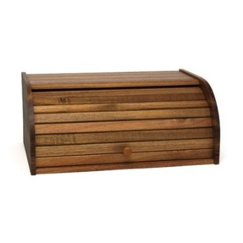 Lipper International Acacia Roll Top Bread Box, Brown