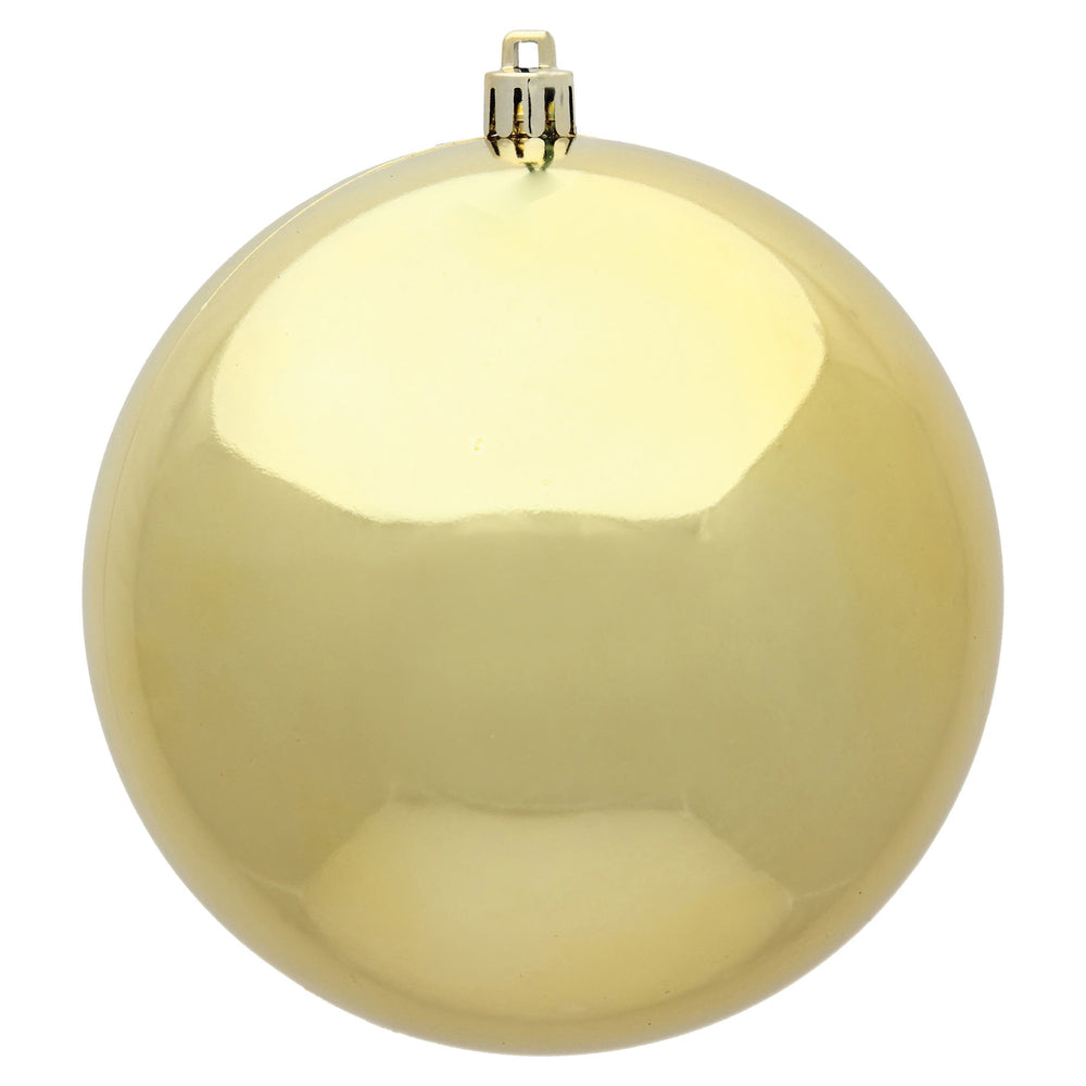 Vickerman 6" Gold Shiny Ball Ornament, 4 per Bag, Plastic