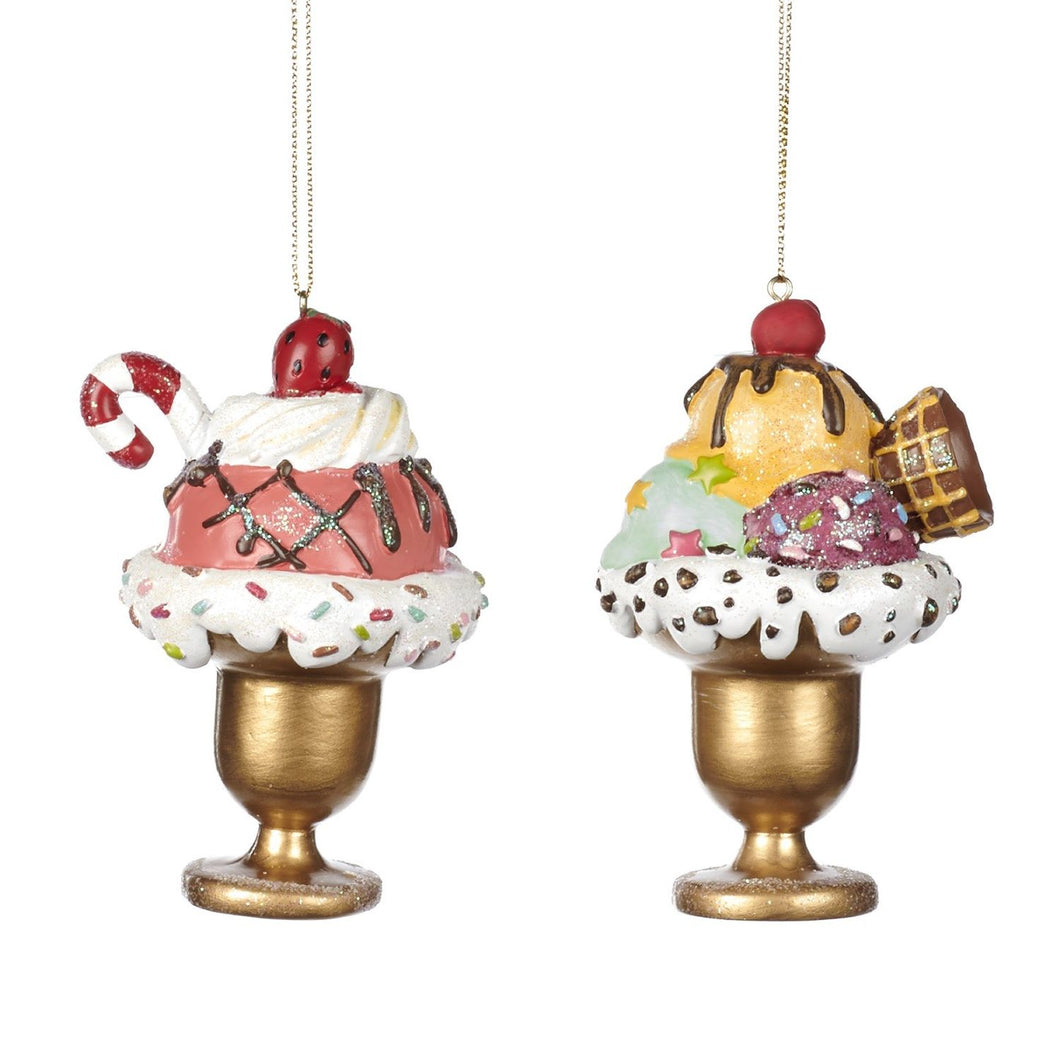 Goodwill Ice Cream Sundae Ornament Multi 9.5Cm , Set Of 2, Assortment