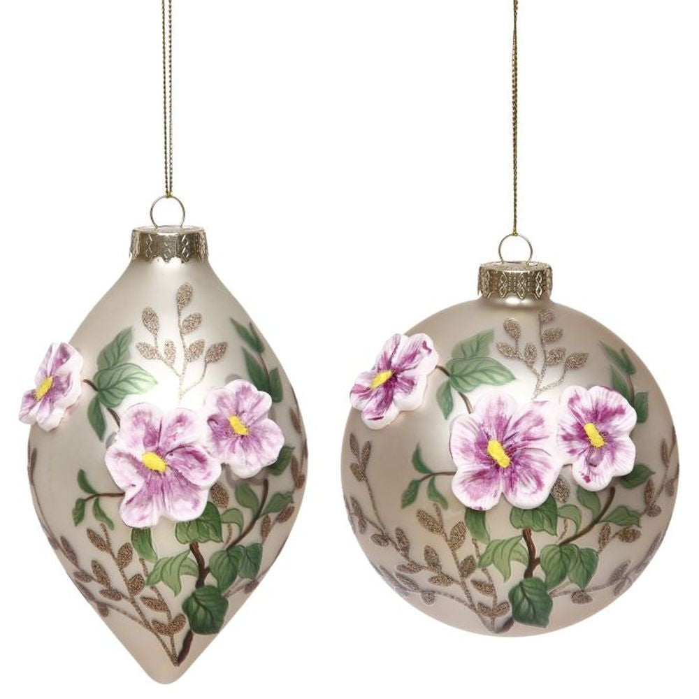 Mark Roberts 2022 Flower Ball And Finial Ornament, Assortment Of 2 6 Inches