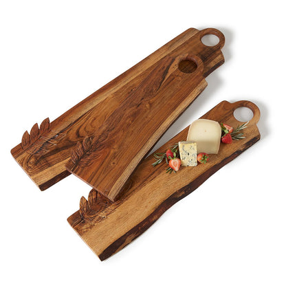 Two's Company Set of 3 Hand-Crafted Charcuterie Serving Boards w/ Leaf Design