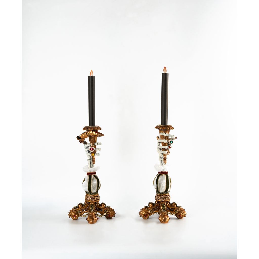 Katherine's Collection 2022 Lend Me a Hand Candlesticks, 6", Set of 2 Black Resin