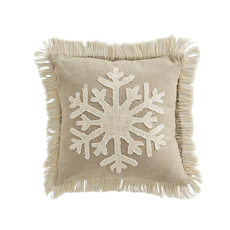 Raz Imports 2022 Winter Cottage 18" Snowflake Applique Pillow