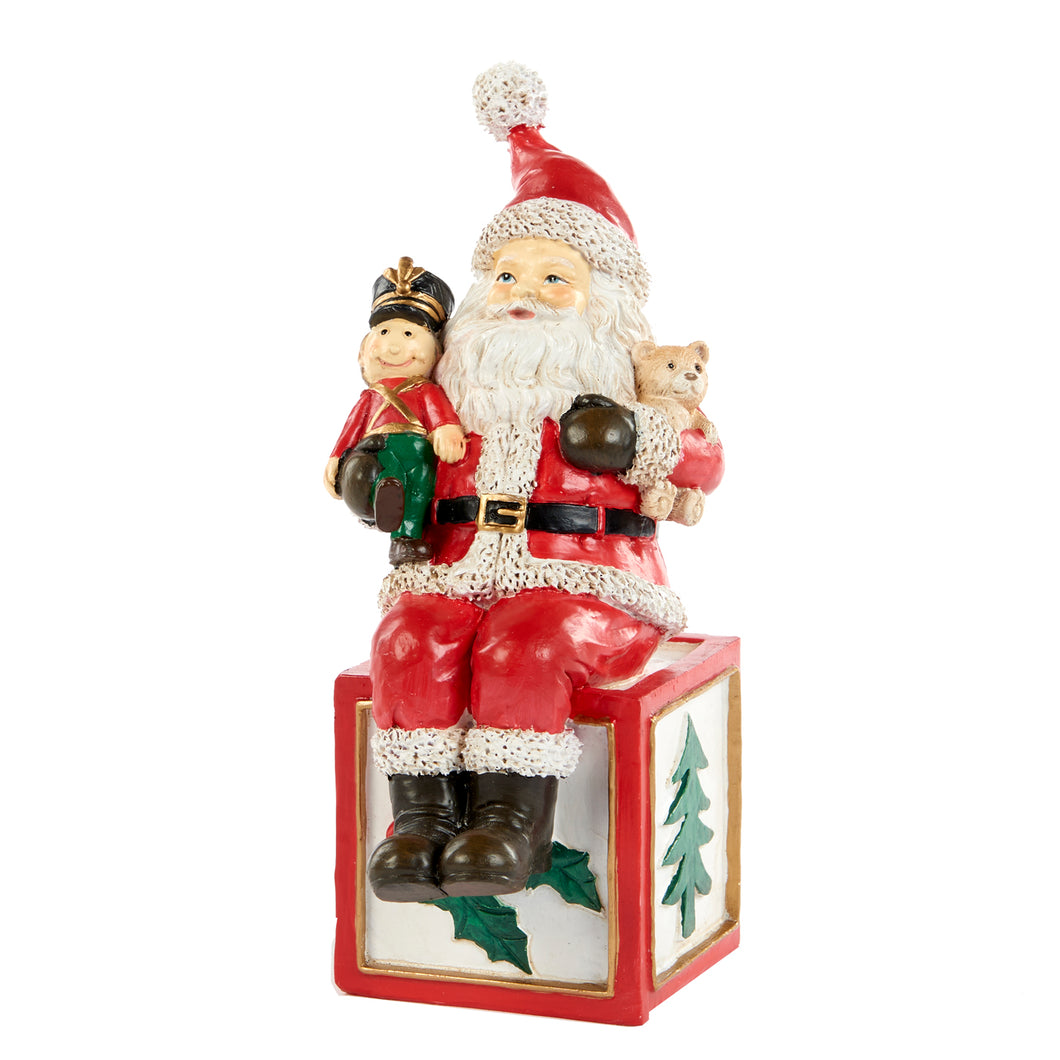 Goodwill Santa Sitting On Toy Cube Two-tone Red 20Cm