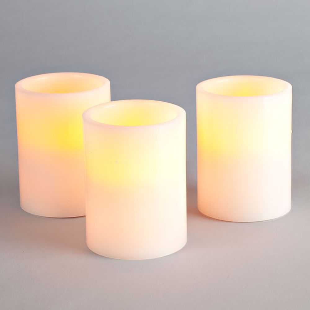 Gerson Companies 3-Piece Set 3"D x 4"H, Flameless LED Pillar Candle