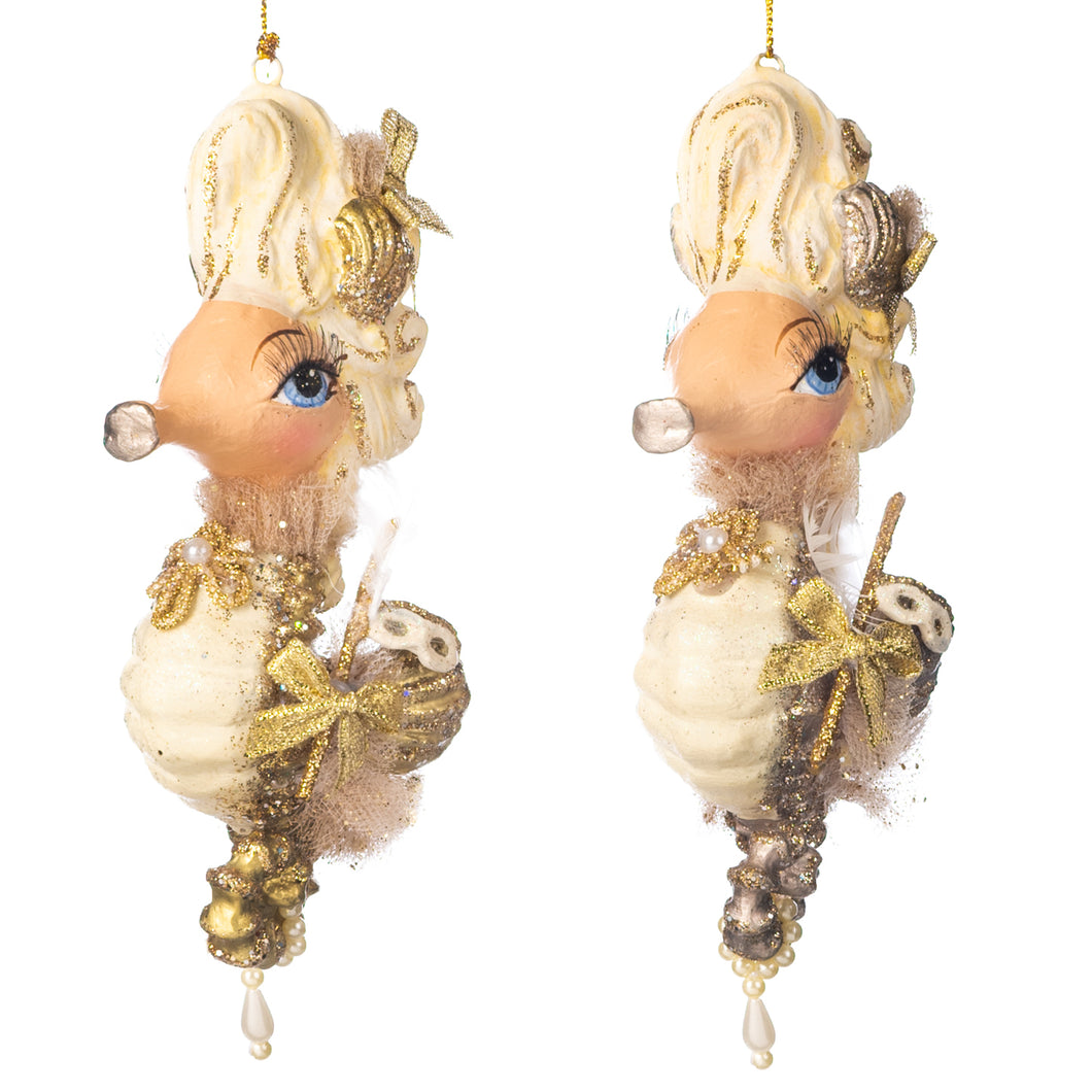 Goodwill Masked Ball Seahorse Lady Ornament Cream 17Cm, Set Of 2, Assortment