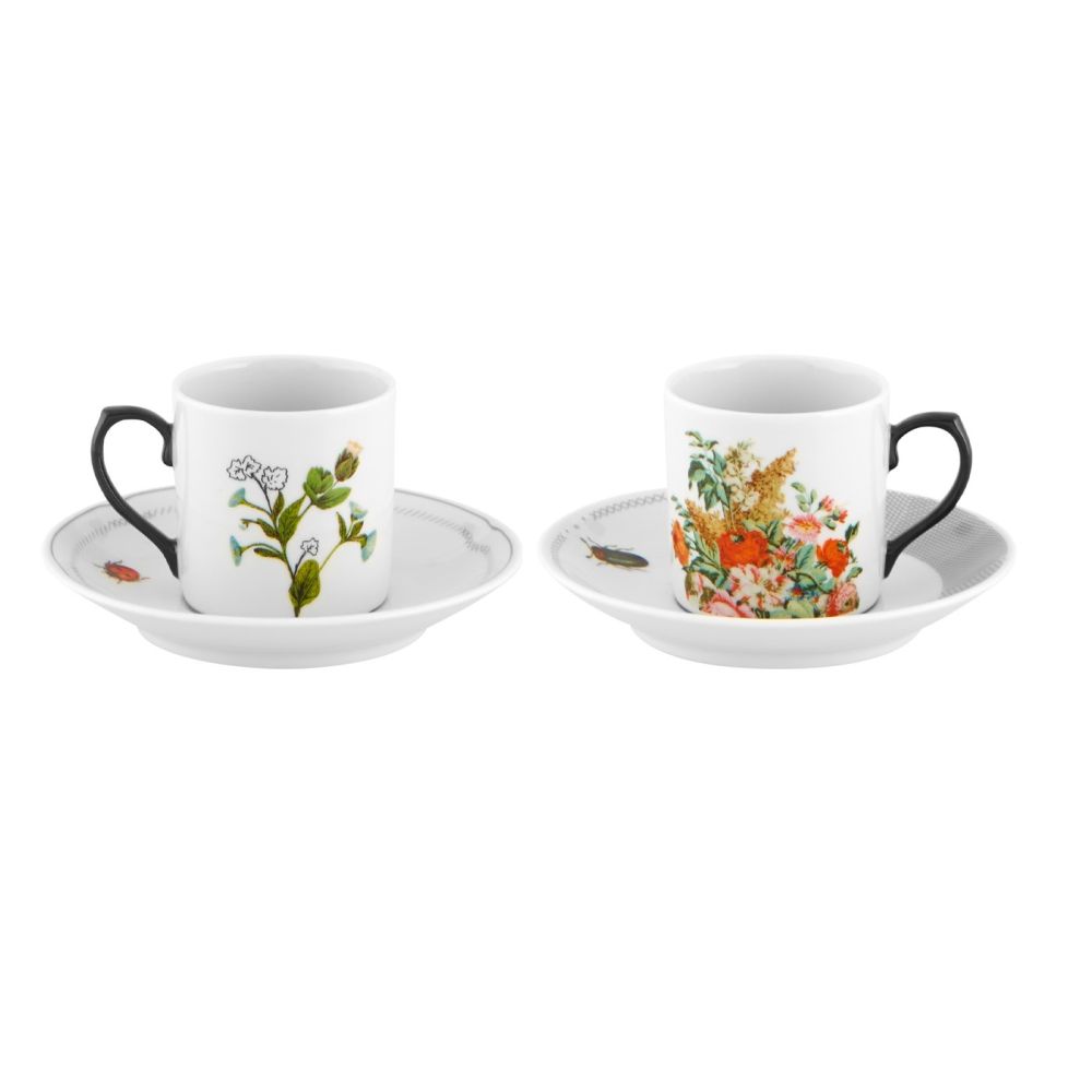 Vista Alegre Petites Histoires Set of 2 Coffee Cup & Saucers, Porcelain