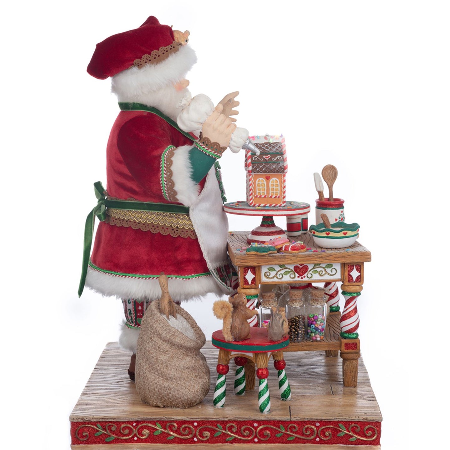Katherine's Collection Santa Baking for Christmas, 13x13x18 Inches, Red Resin