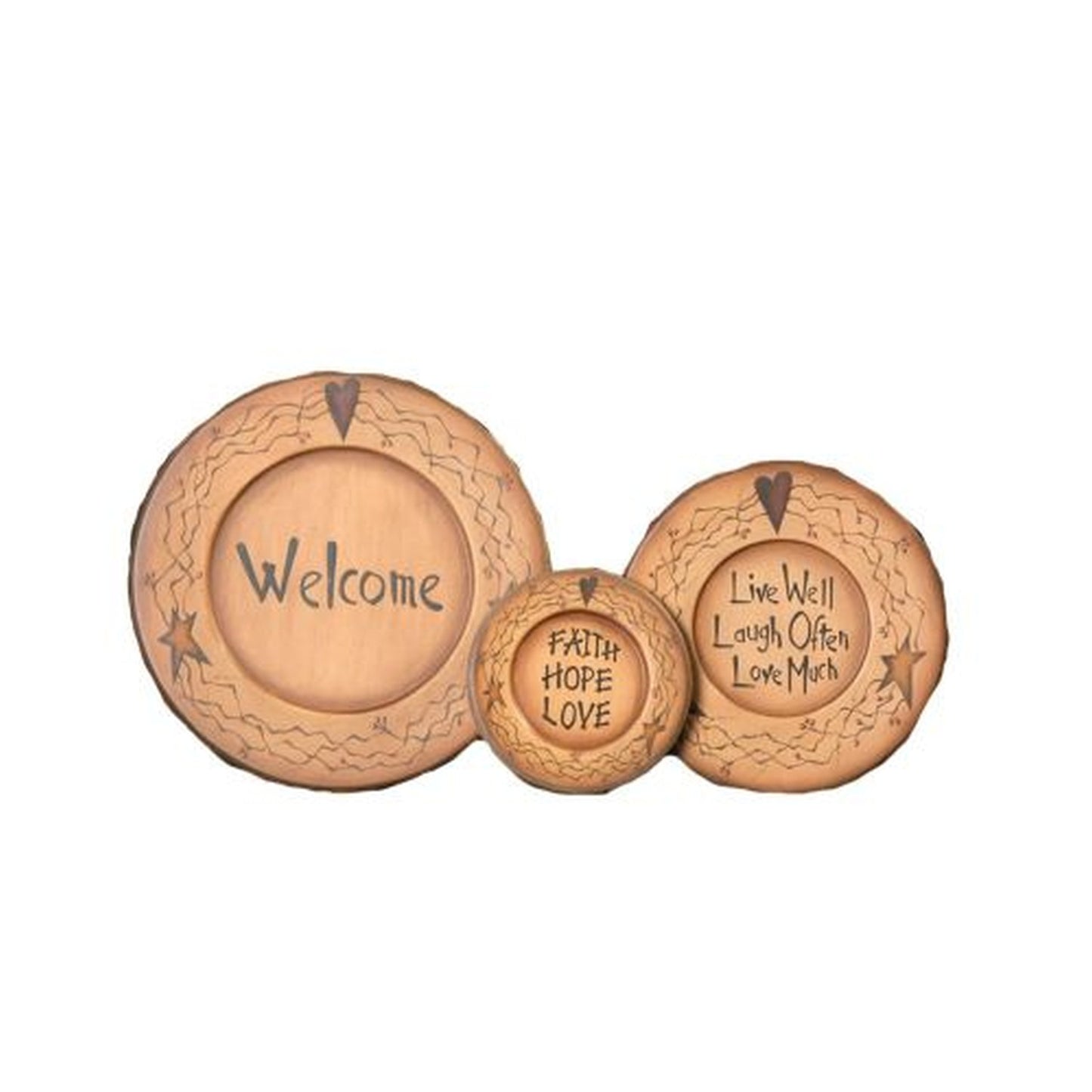 Your Heart's Delight Wooden Plates - Star/Heart, Welcome