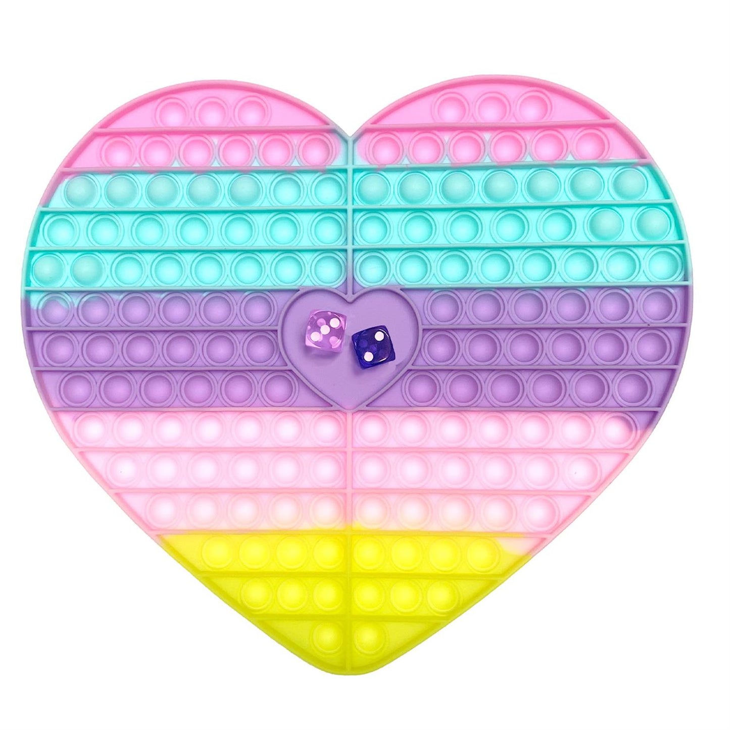 Two's Company Rainbow Heart Bubble Popper Game with 2 Dice