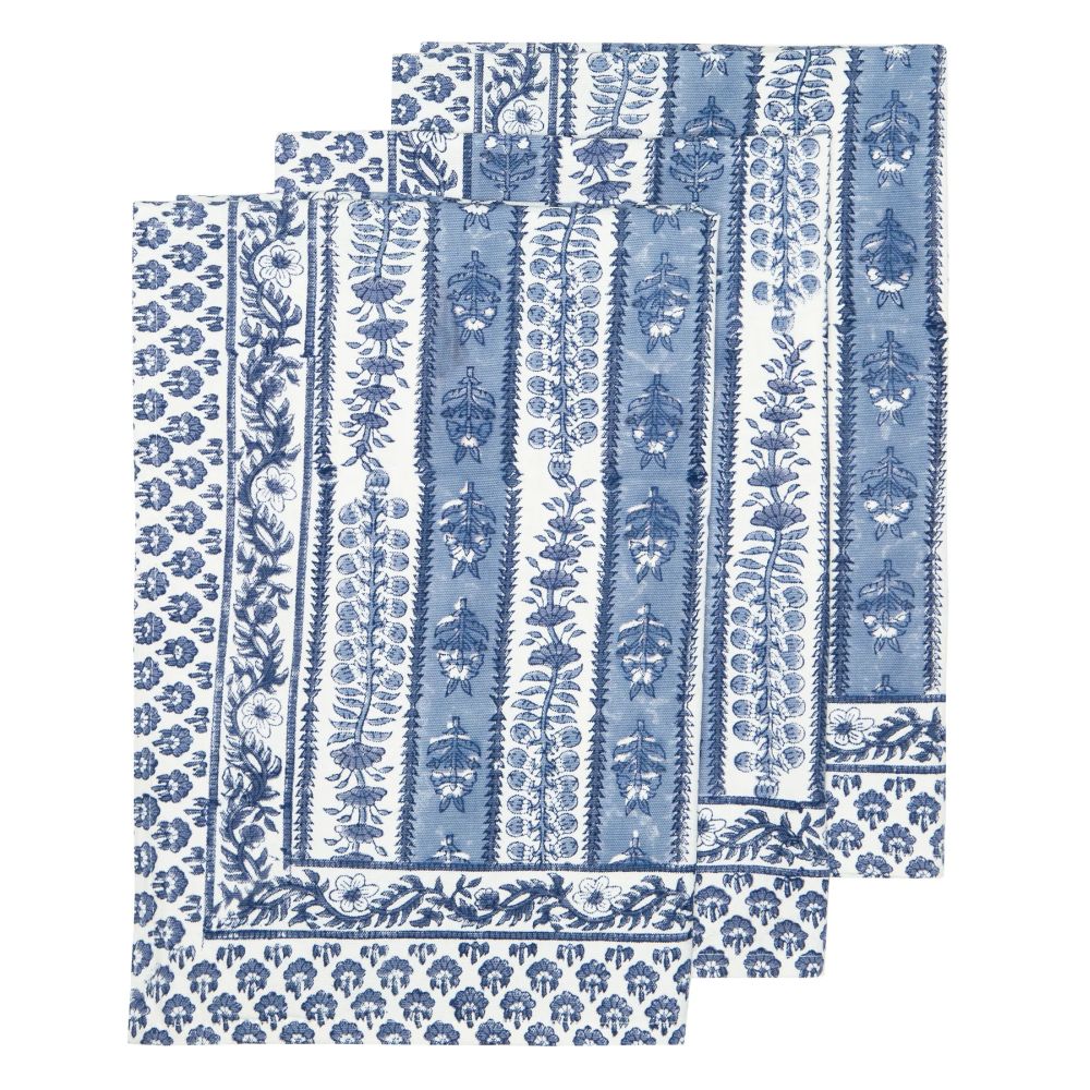 Couleur Nature Provence Avignon Blue/Marine Tea Towels 20X30 - Set Of 3