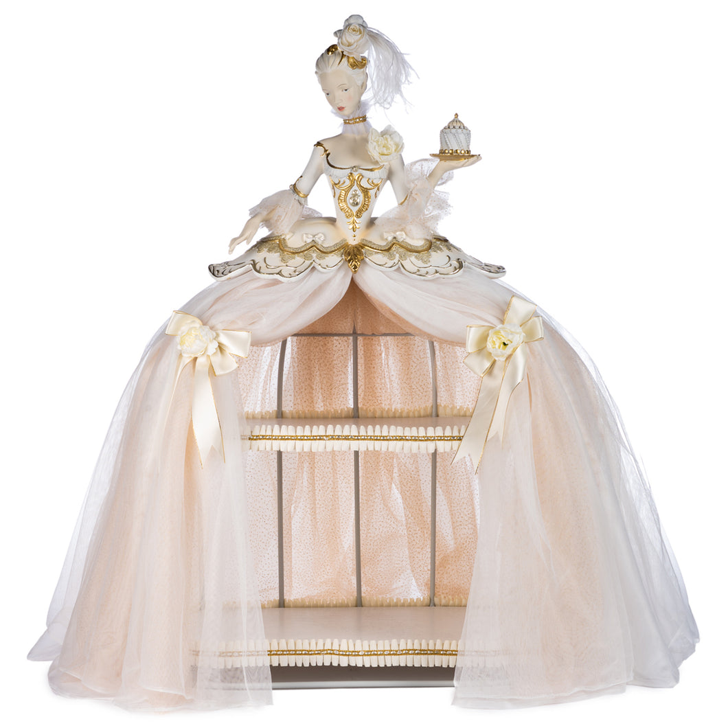 Goodwill Masquerade Lady With Cake Display Cabinet Two-tone Cream/Gold 95Cm