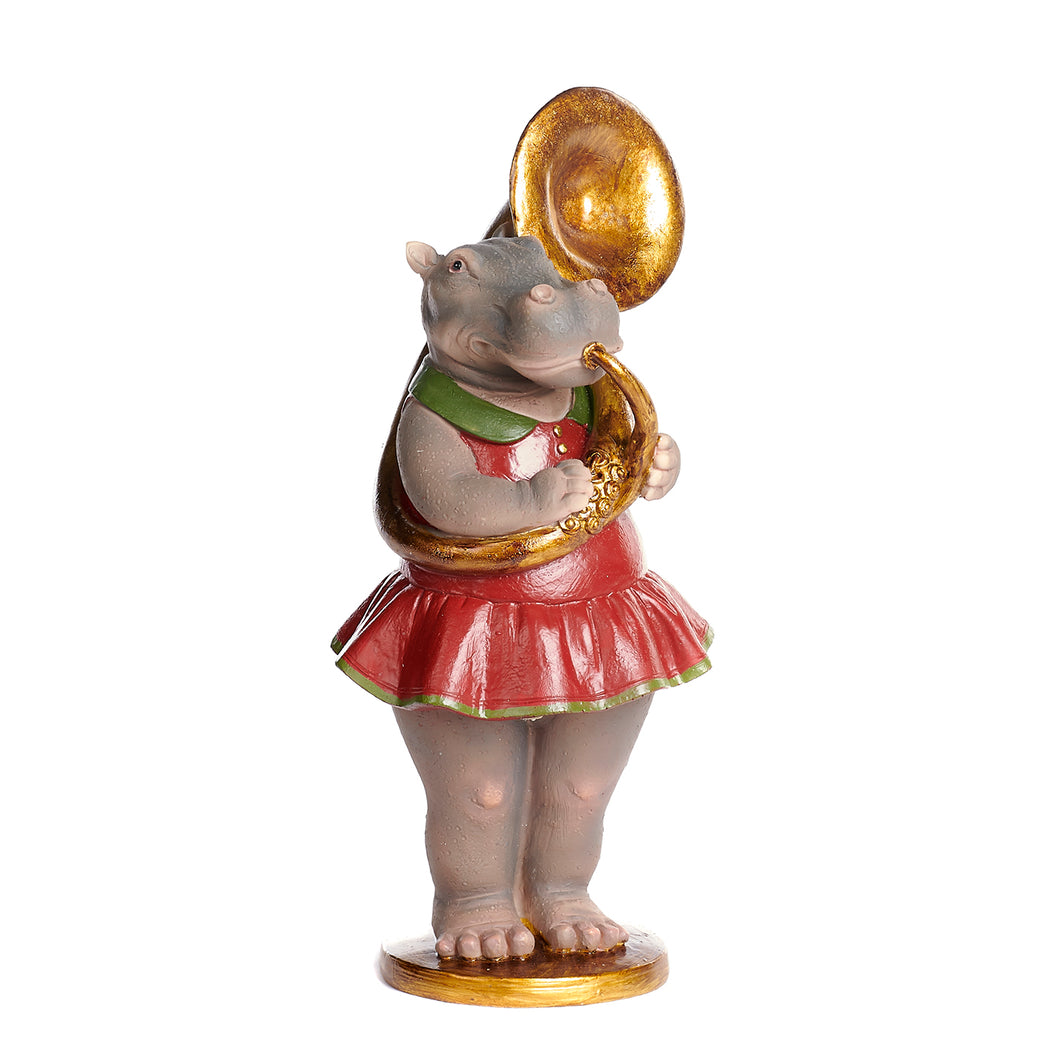 Goodwill Mrs. Hippo With Tuba Two-tone Red/Gold 25Cm