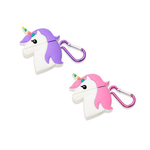 Two's Unicorn Case Cover For Air Pods w/Carabiner Clip In Gift Box Asst 2 Colors