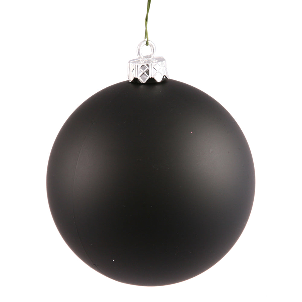 Vickerman 4.75" Black Matte Ball Ornament, 4 per Bag, Plastic