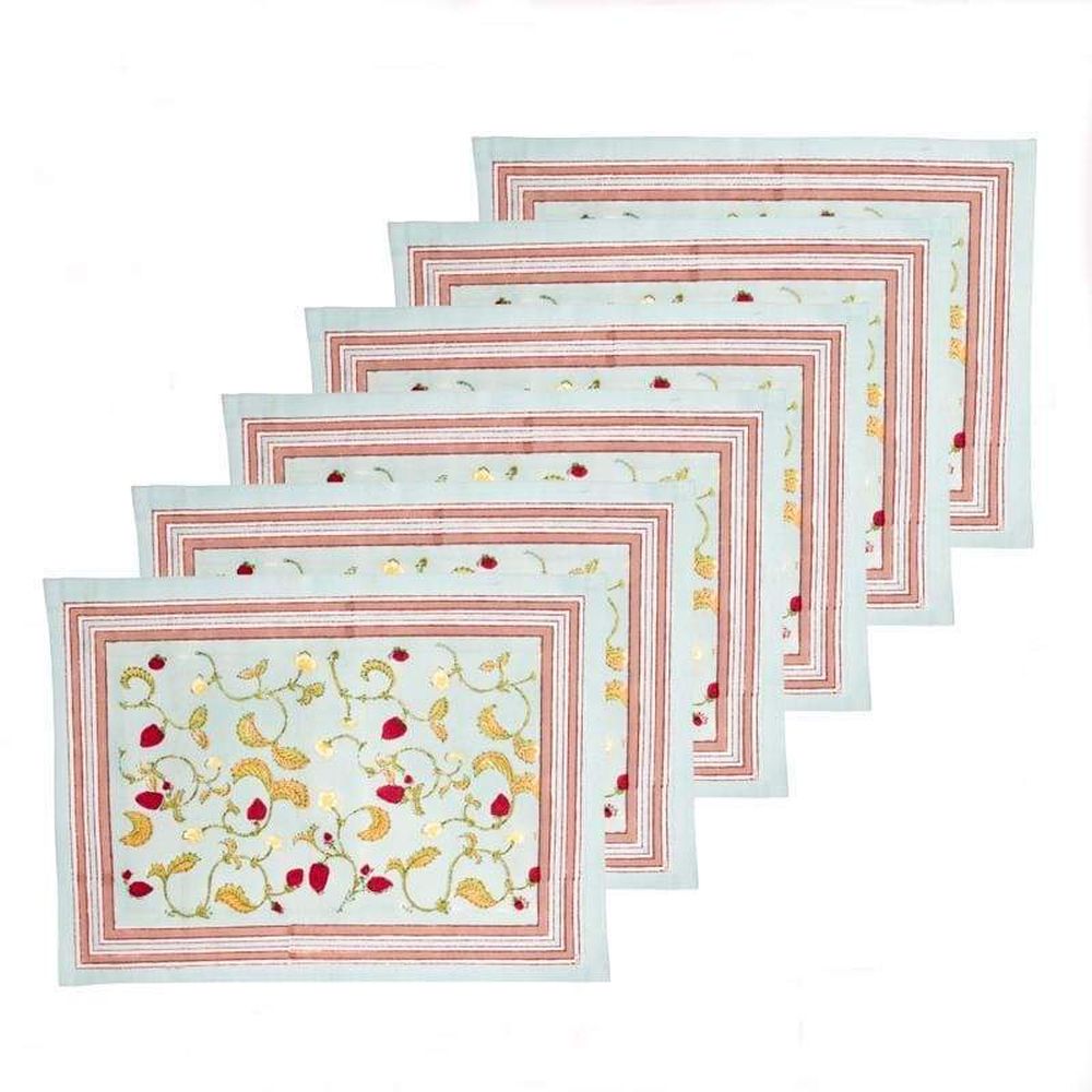 Couleur Nature Strawberry Blue Placemats 15X18 - Set Of 6