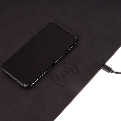 Bey Berk Leather Desk Blotter With Built In Wireless Charging Technology