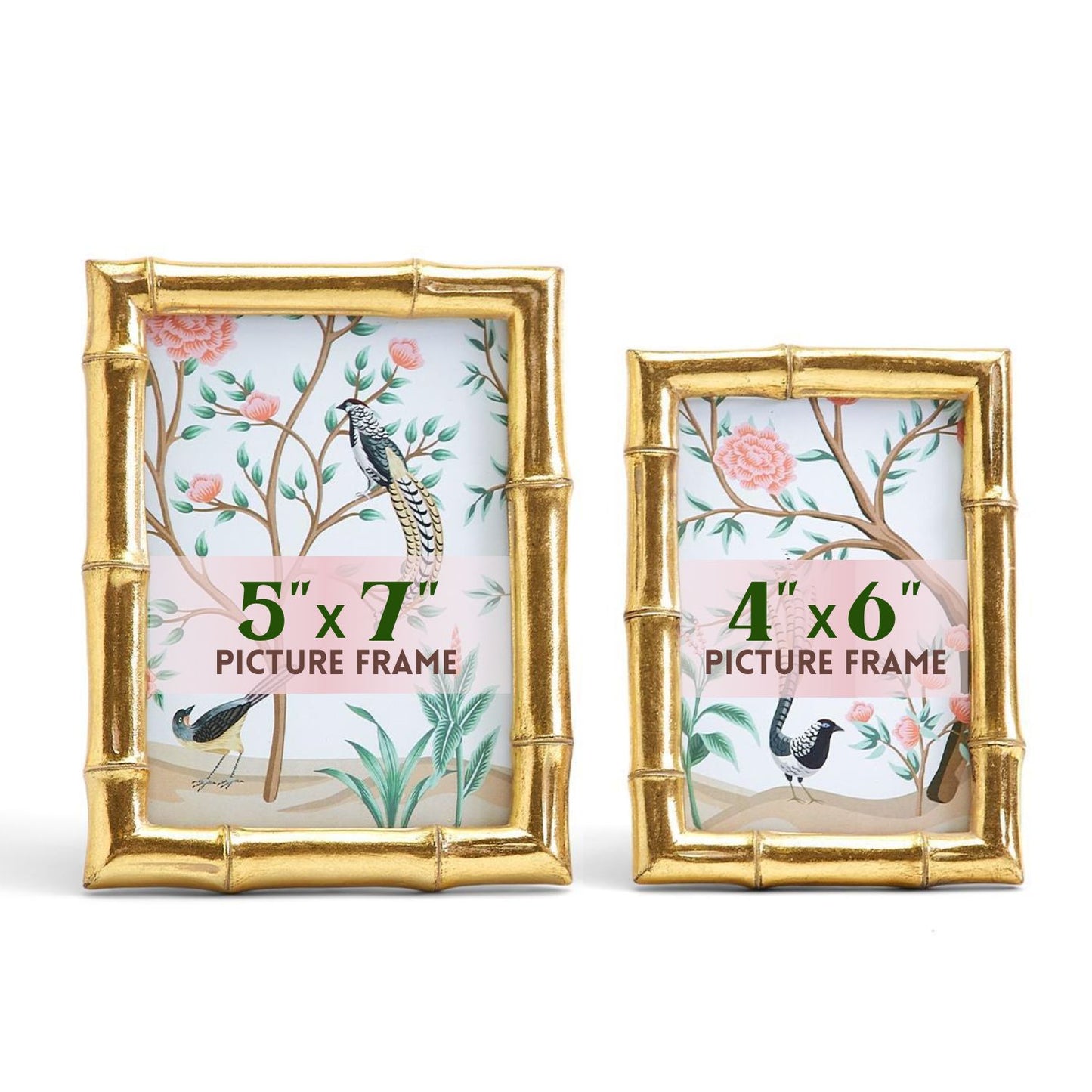 Two's Company Set of 2 Gold Faux Bamboo Photo Frames