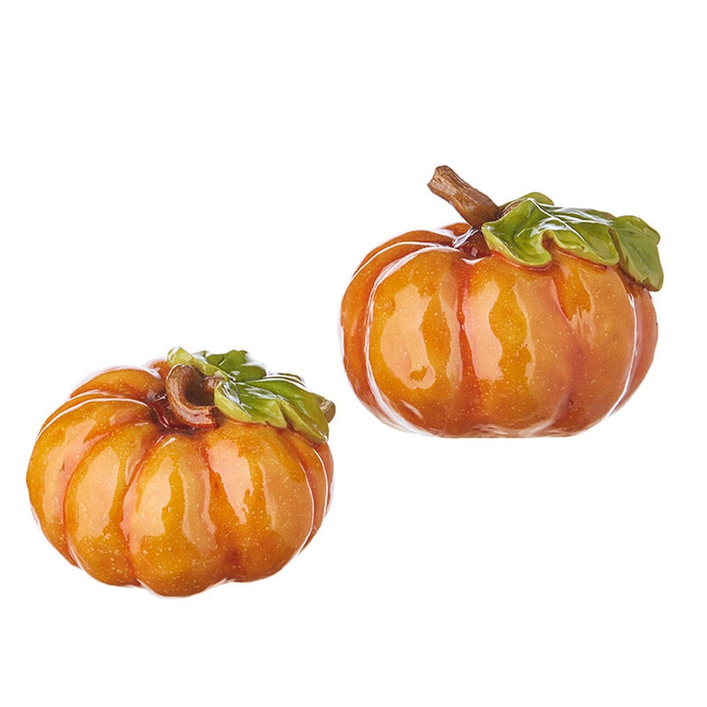 Raz Imports Fall 6.5" High Shine Orange Pumpkin, Assortment of 2