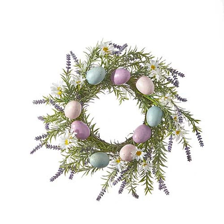 Raz Imports Storybook Spring 16" Pastel Egg And Greenery Mini Wreath-Candle Ring