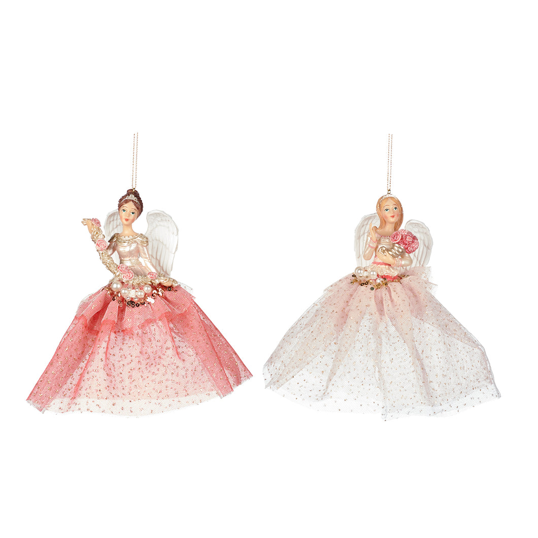 Goodwill Heavenly Angel With Flowers Ornament Pink 15.5Cm, Set Of 2, Assortment