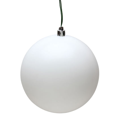 Vickerman 8" White Matte Ball Ornament, Plastic