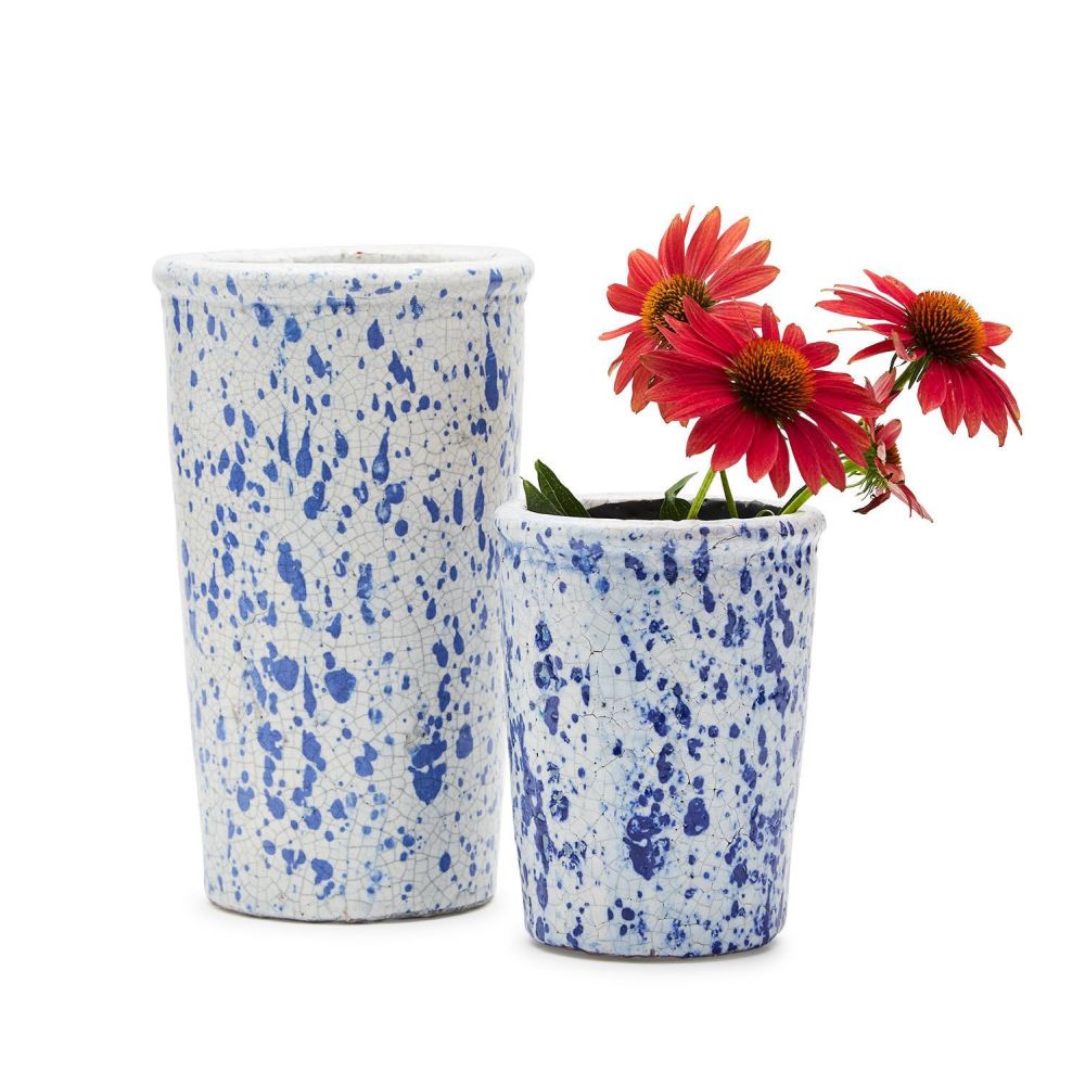 Two's Company 12-Pieces Indigo Splash Vase Includes Small 8pcs. & Large 4pcs.