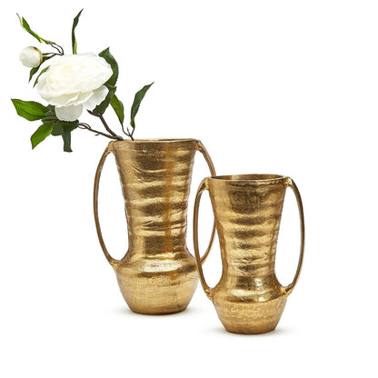 Two's Set of 2 Marrakech Golden Handled Vase - Hand Forged Recycled Aluminum