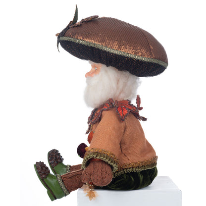 Katherine's Collection 2023 Harvest Mushroom Hat Ledge Sitter, Orange/Brown/Green Polyester