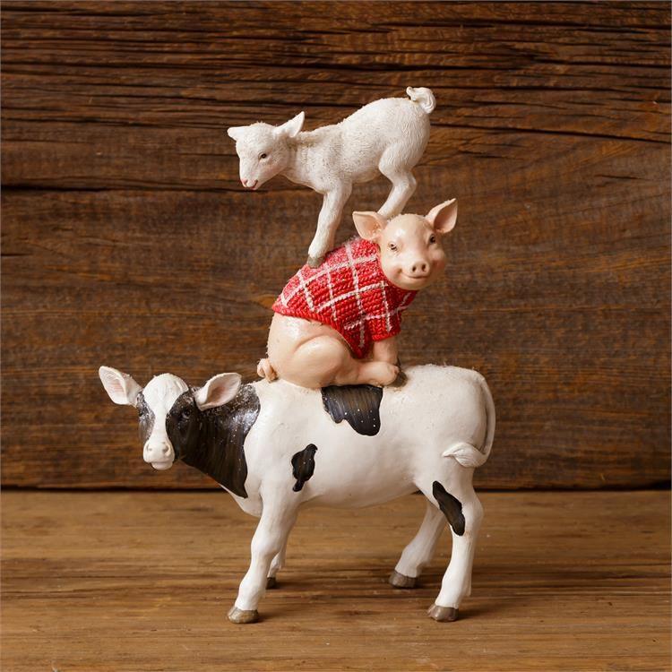 Audrey's Your Heart's Delight Cow, Pig and Sheep, Polyresin by Audrey