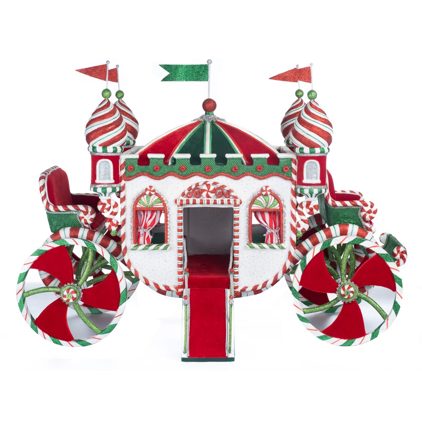 Katherine's Collection 2023 Peppermint Palace Carriage, 23.5 Ã— 10.5 Ã— 18 in, Red
