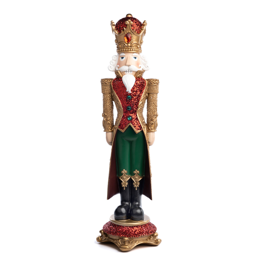 Goodwill Glittered Nutcracker On Stand Two-tone Red/Green/Gold 62Cm
