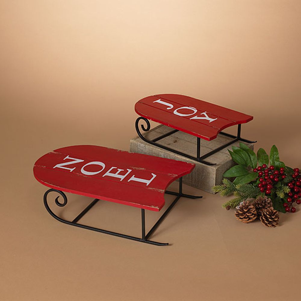 Gerson Company Set of 2 Wood & Metal Sleighs
