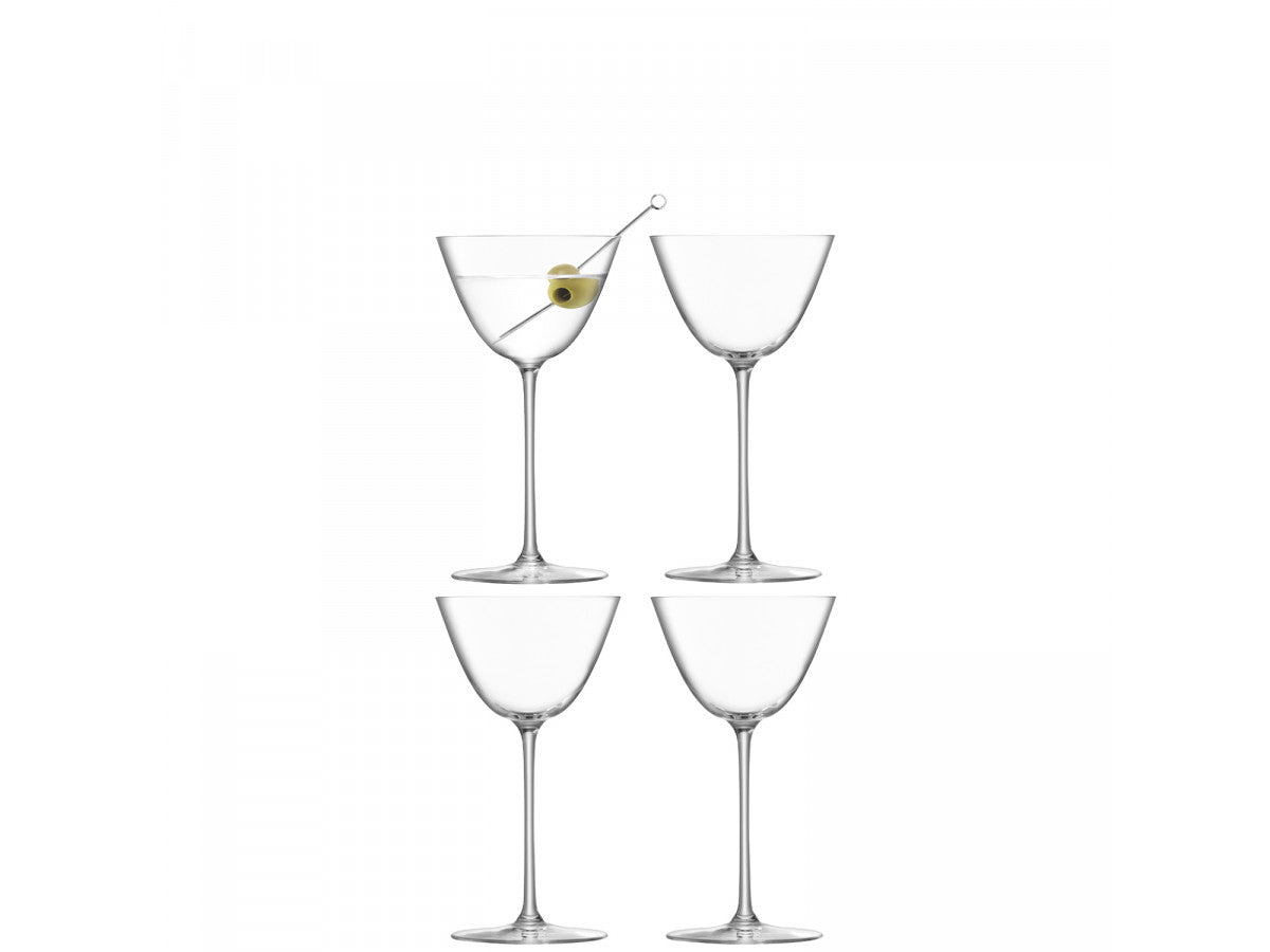 LSA International Set of 4 Borough Martini Glass 195ml, Clear, Glass