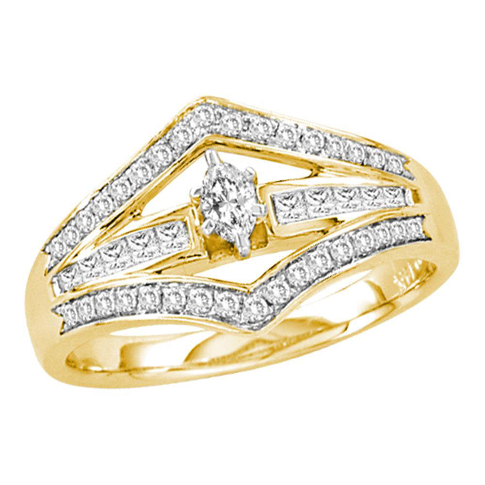 14kt Yellow Gold Marquise Diamond Marquise Wedding Engagement Ring 1/2 Cttw, S/7
